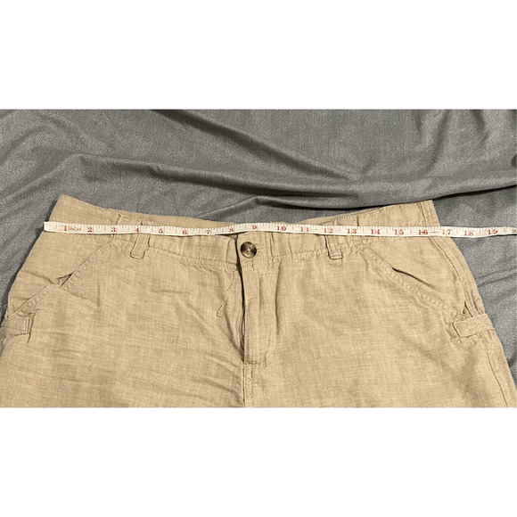 COLUMBIA XCO Pants Women's 10 Cargo Cropped Capri Hiking Linen Blend Beige N652 - Picture 9 of 9